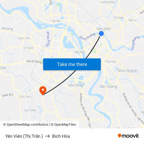 Yên Viên (Thị Trấn ) to Bích Hòa map