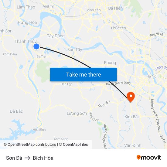 Sơn Đà to Bích Hòa map