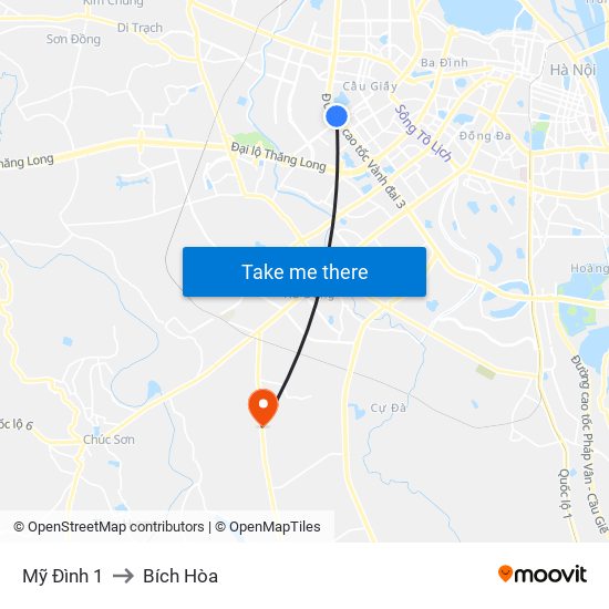 Mỹ Đình 1 to Bích Hòa map