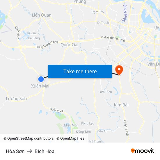 Hòa Sơn to Bích Hòa map