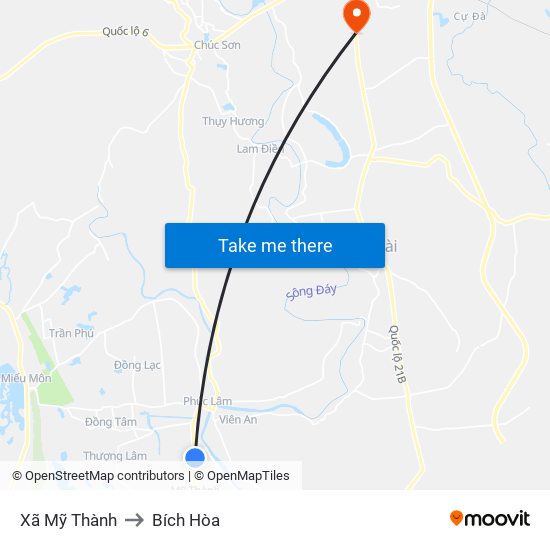 Xã Mỹ Thành to Bích Hòa map
