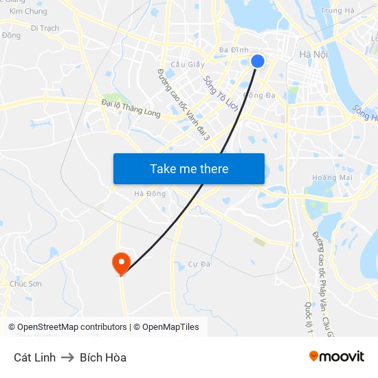 Cát Linh to Bích Hòa map