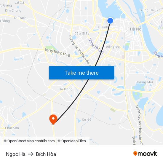 Ngọc Hà to Bích Hòa map