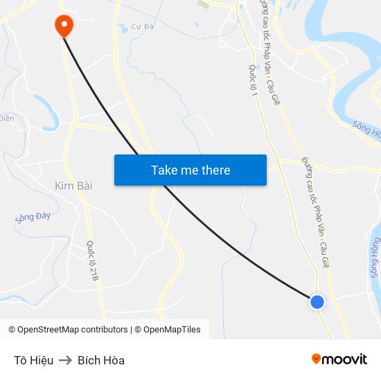 Tô Hiệu to Bích Hòa map