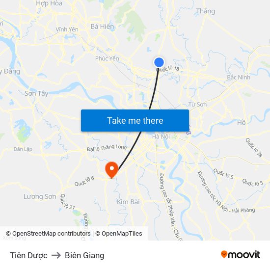 Tiên Dược to Biên Giang map
