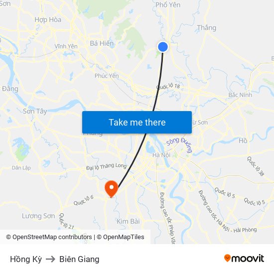 Hồng Kỳ to Biên Giang map