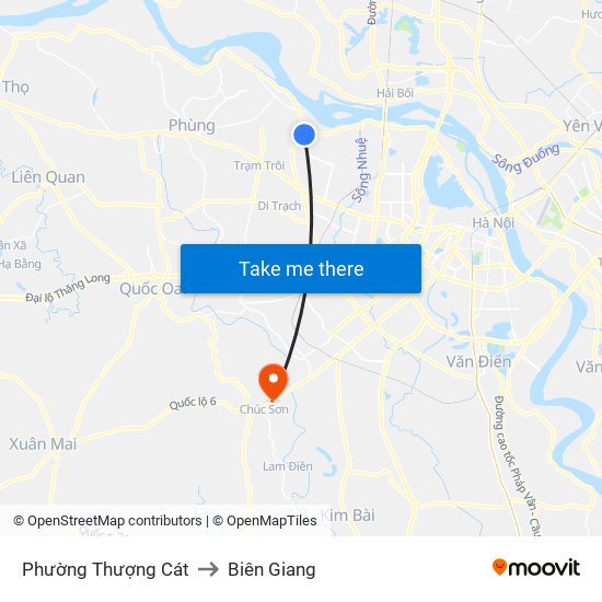 Phường Thượng Cát to Biên Giang map
