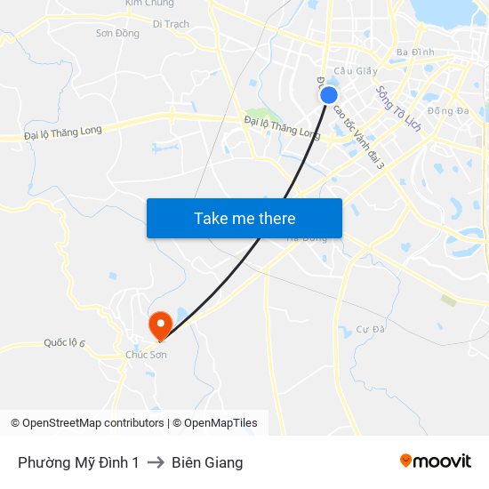 Phường Mỹ Đình 1 to Biên Giang map