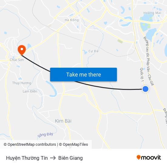 Huyện Thường Tín to Biên Giang map