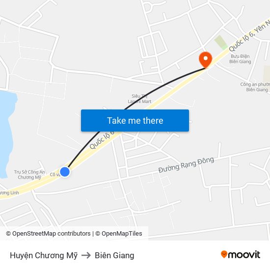 Huyện Chương Mỹ to Biên Giang map