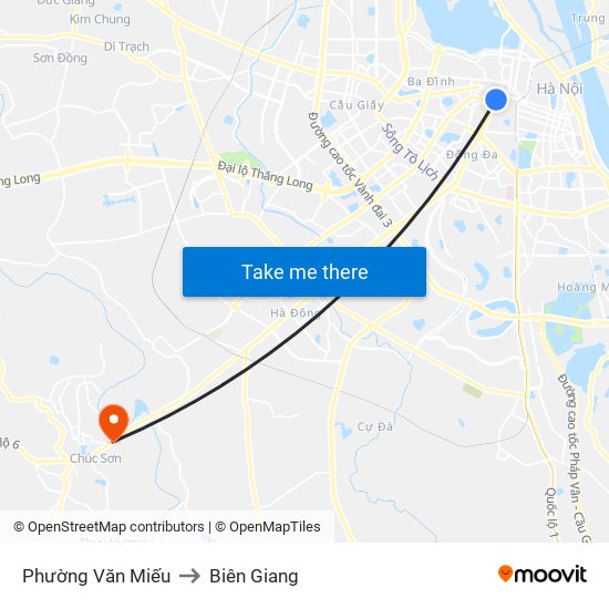 Phường Văn Miếu to Biên Giang map