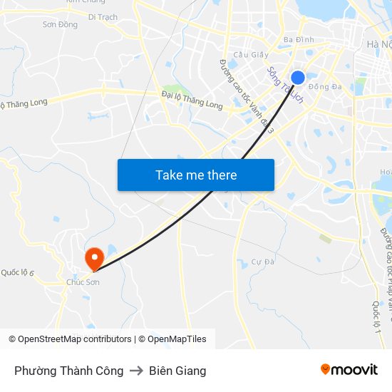 Phường Thành Công to Biên Giang map