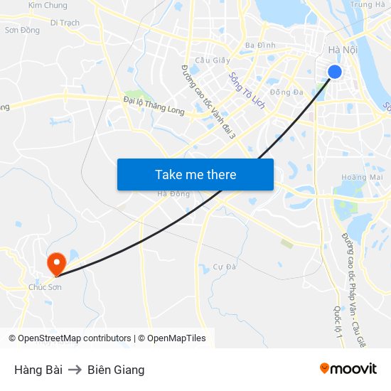 Hàng Bài to Biên Giang map