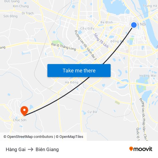 Hàng Gai to Biên Giang map