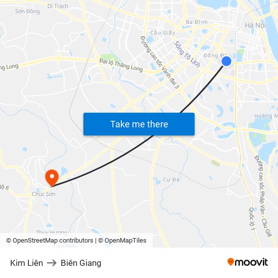 Kim Liên to Biên Giang map