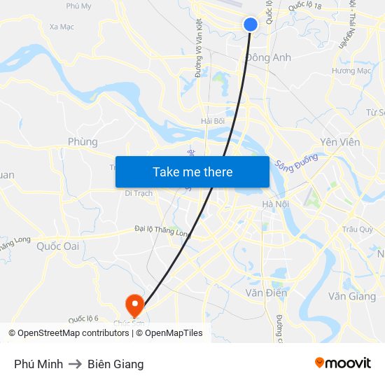 Phú Minh to Biên Giang map