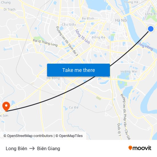 Long Biên to Biên Giang map