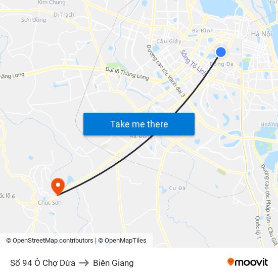 Số 94 Ô Chợ Dừa to Biên Giang map