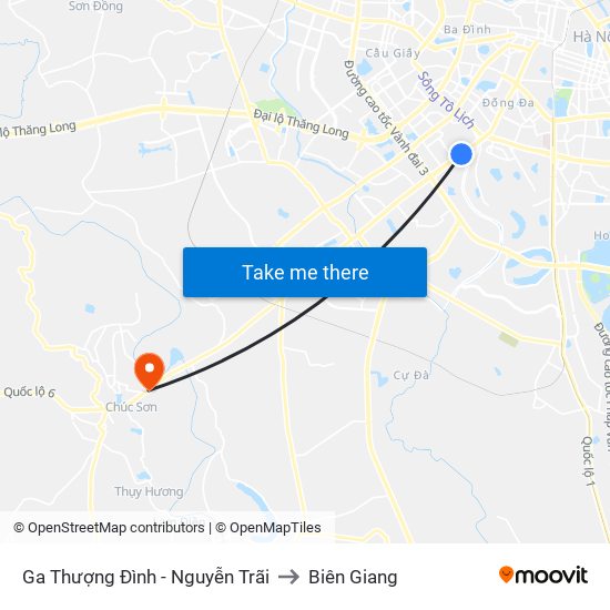 Ga Thượng Đình - Nguyễn Trãi to Biên Giang map