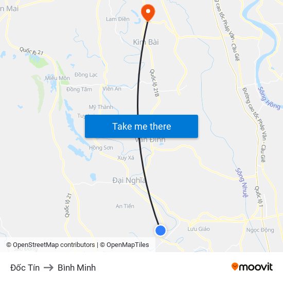 Đốc Tín to Bình Minh map