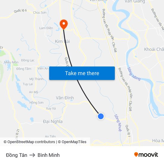 Đồng Tân to Bình Minh map