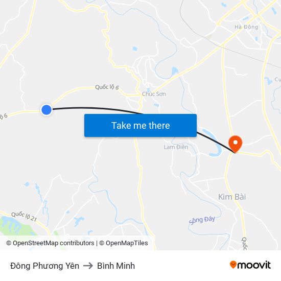 Đông Phương Yên to Bình Minh map