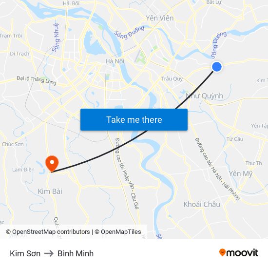 Kim Sơn to Bình Minh map