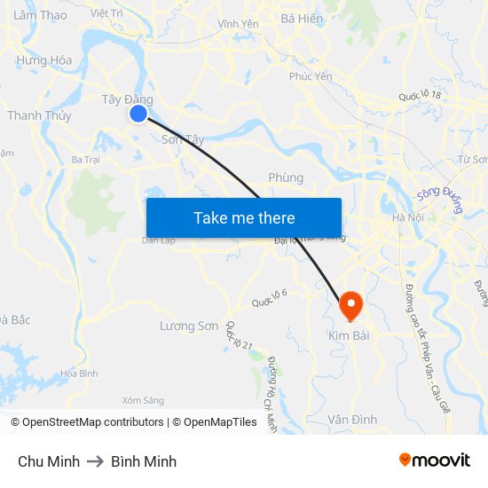 Chu Minh to Bình Minh map
