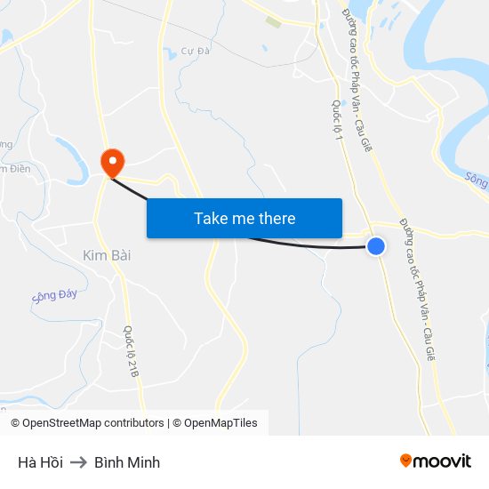 Hà Hồi to Bình Minh map