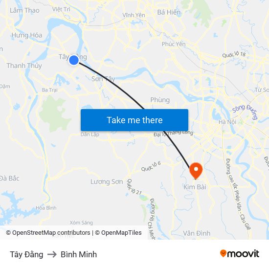 Tây Đằng to Bình Minh map