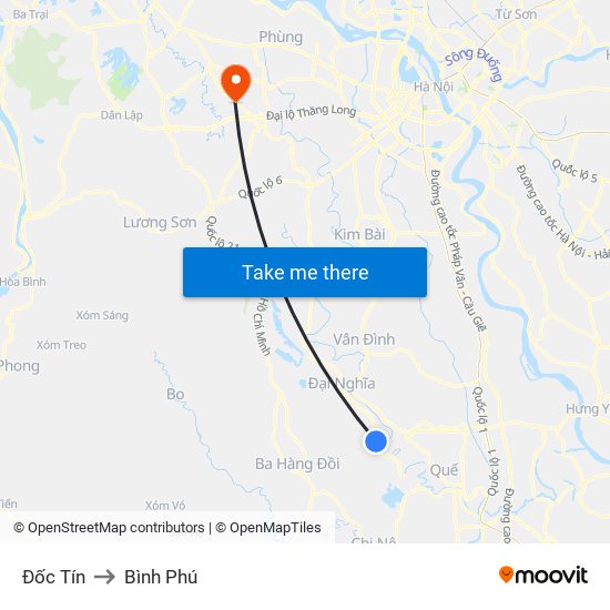 Đốc Tín to Bình Phú map