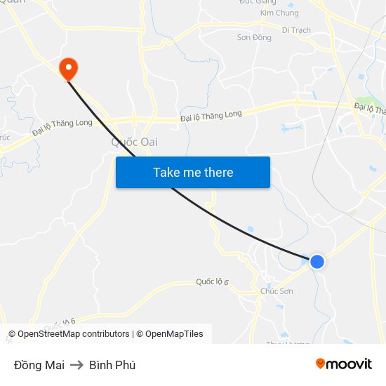 Đồng Mai to Bình Phú map