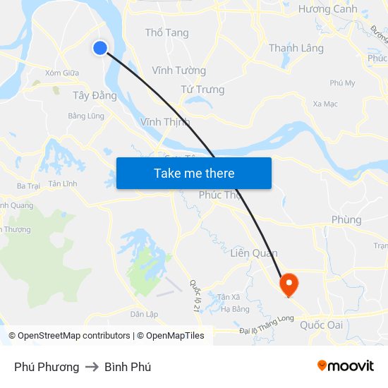 Phú Phương to Bình Phú map