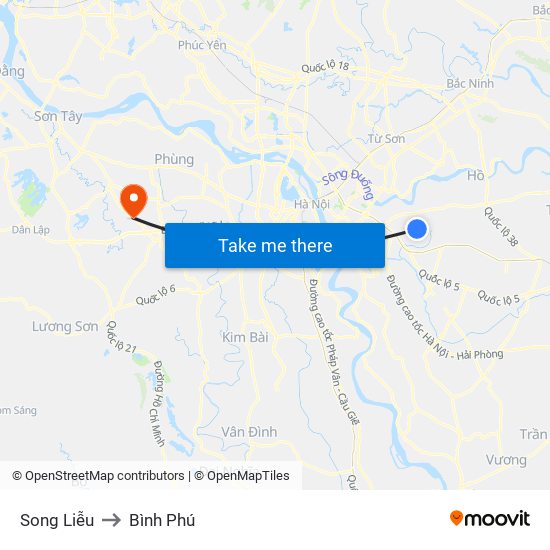 Song Liễu to Bình Phú map