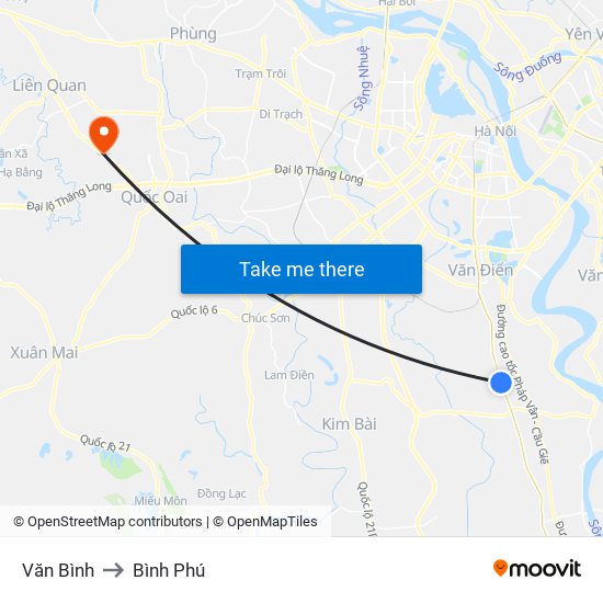 Văn Bình to Bình Phú map