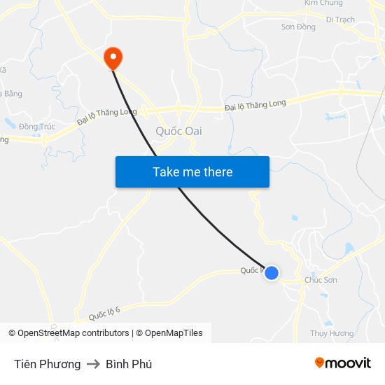 Tiên Phương to Bình Phú map