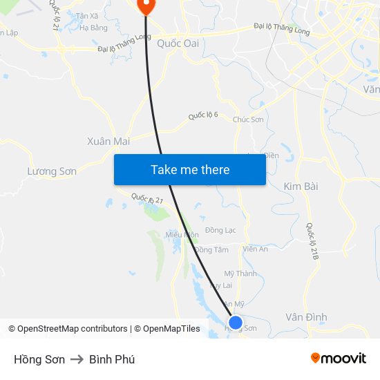 Hồng Sơn to Bình Phú map