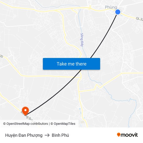 Huyện Đan Phượng to Bình Phú map