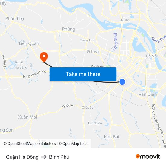 Quận Hà Đông to Bình Phú map