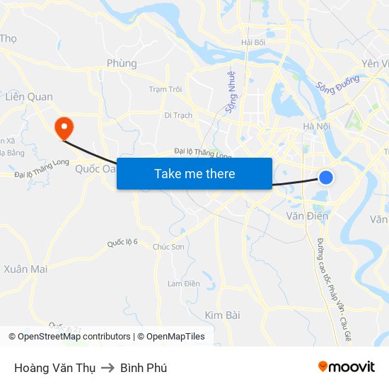 Hoàng Văn Thụ to Bình Phú map