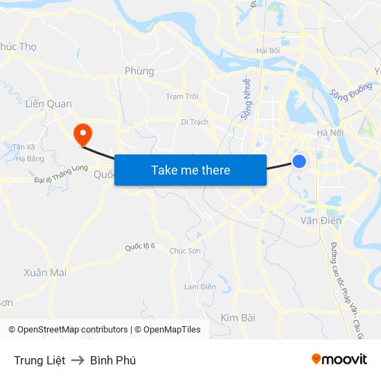 Trung Liệt to Bình Phú map