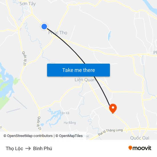 Thọ Lộc to Bình Phú map