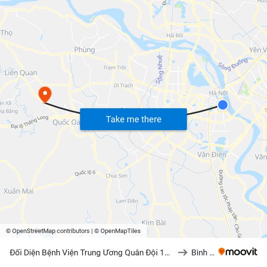 Đối Diện Bệnh Viện Trung Ương Quân Đội 108 - Trần Hưng Đạo to Bình Phú map