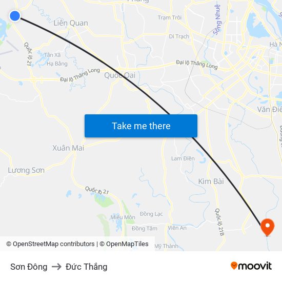 Sơn Đông to Đức Thắng map