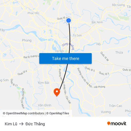 Kim Lũ to Đức Thắng map