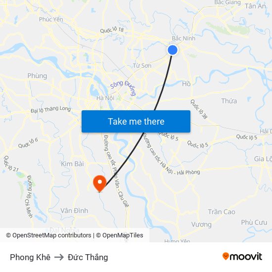 Phong Khê to Đức Thắng map