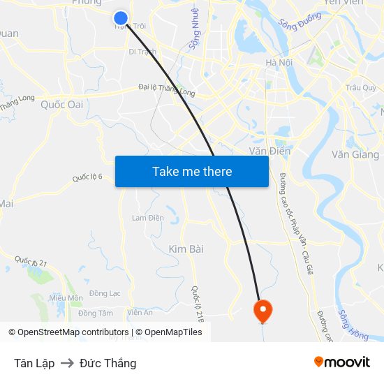 Tân Lập to Đức Thắng map