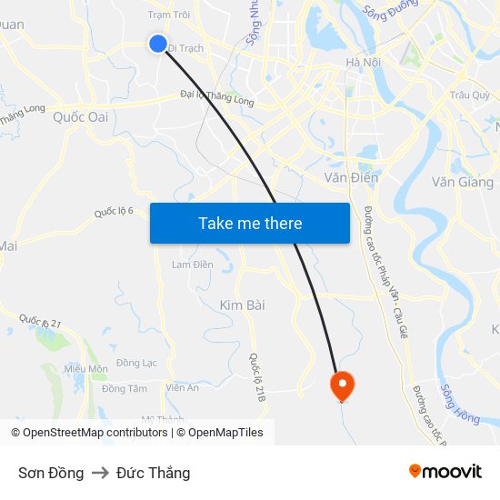 Sơn Đồng to Đức Thắng map