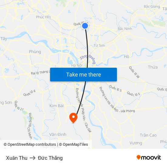 Xuân Thu to Đức Thắng map