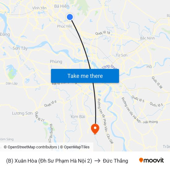 (B) Xuân Hòa (Đh Sư Phạm Hà Nội 2) to Đức Thắng map